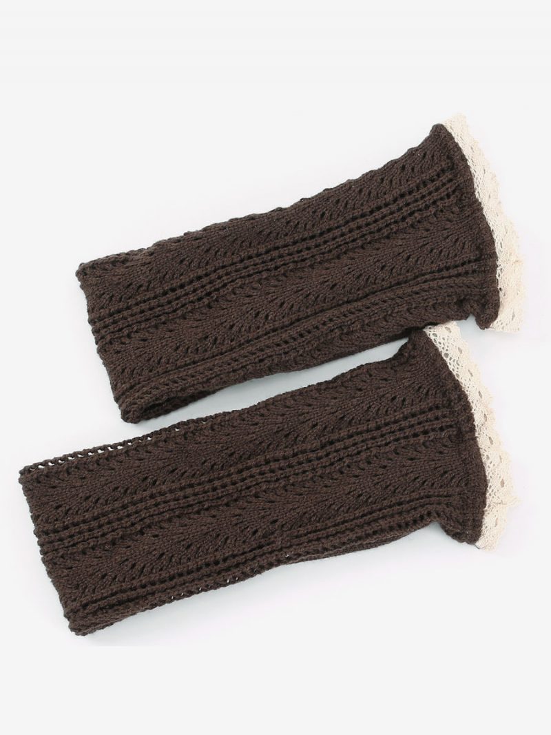 Schwarze Spitze Hochwertig Flauschig Gestrickt Für Den Winter Dick Warm Gemütlich Calcetines Felpa Floor Invierno Damensocken - Kaffeebraun