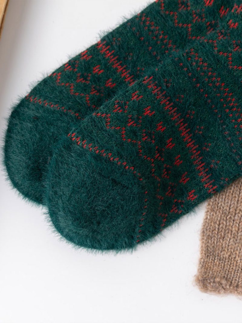 Socken Aus Baumwollmischung Aztekenmuster Weihnachtsgeschenk Warme Wintersocken - Rot