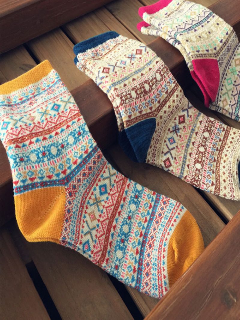 Socken Aus Gelbem Baumwollmisch-farbblock - Gelb