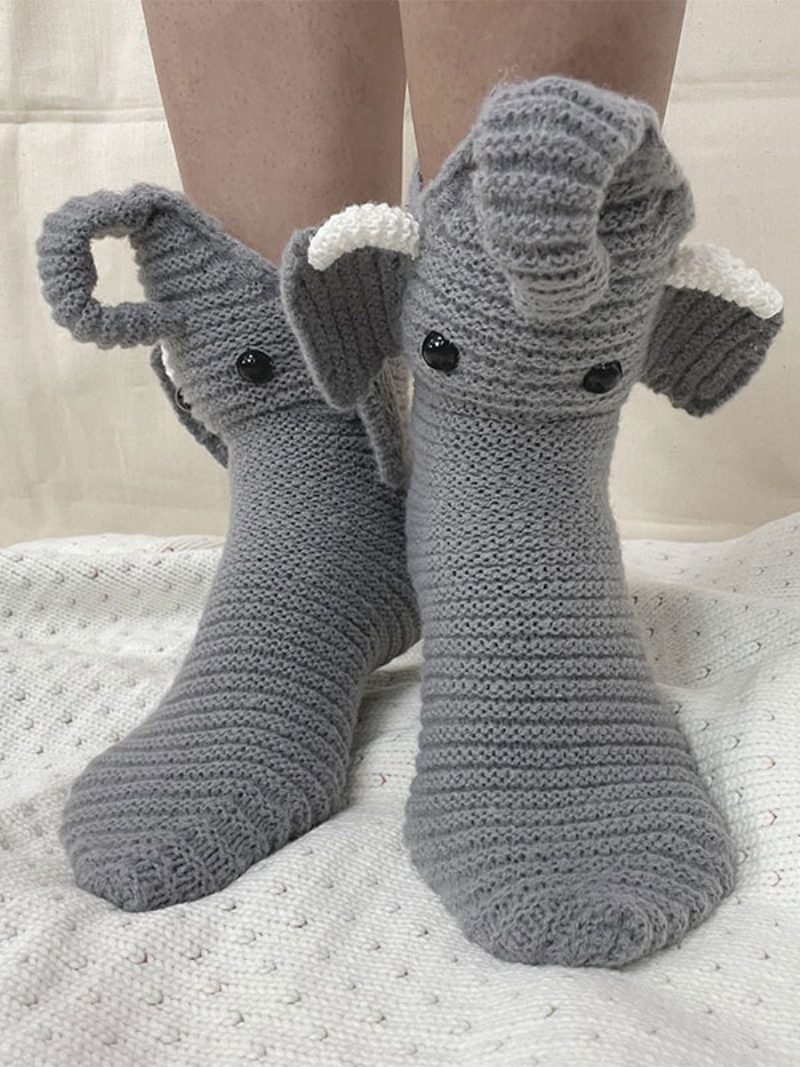 Socken Grau Poly/baumwollmischung Animal Print Elefant Home Wear Winter Warm Niedlich Acc