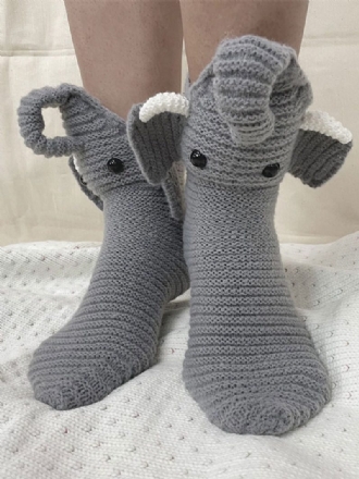 Socken Grau Poly/baumwollmischung Animal Print Elefant Home Wear Winter Warm Niedlich Acc