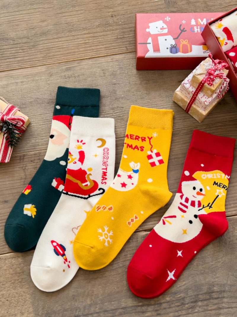 Socken Rot Poly/baumwollmischung Weihnachtsmuster Weihnachtsgeschenk Heimkleidung Winter Warm Niedlich Acc