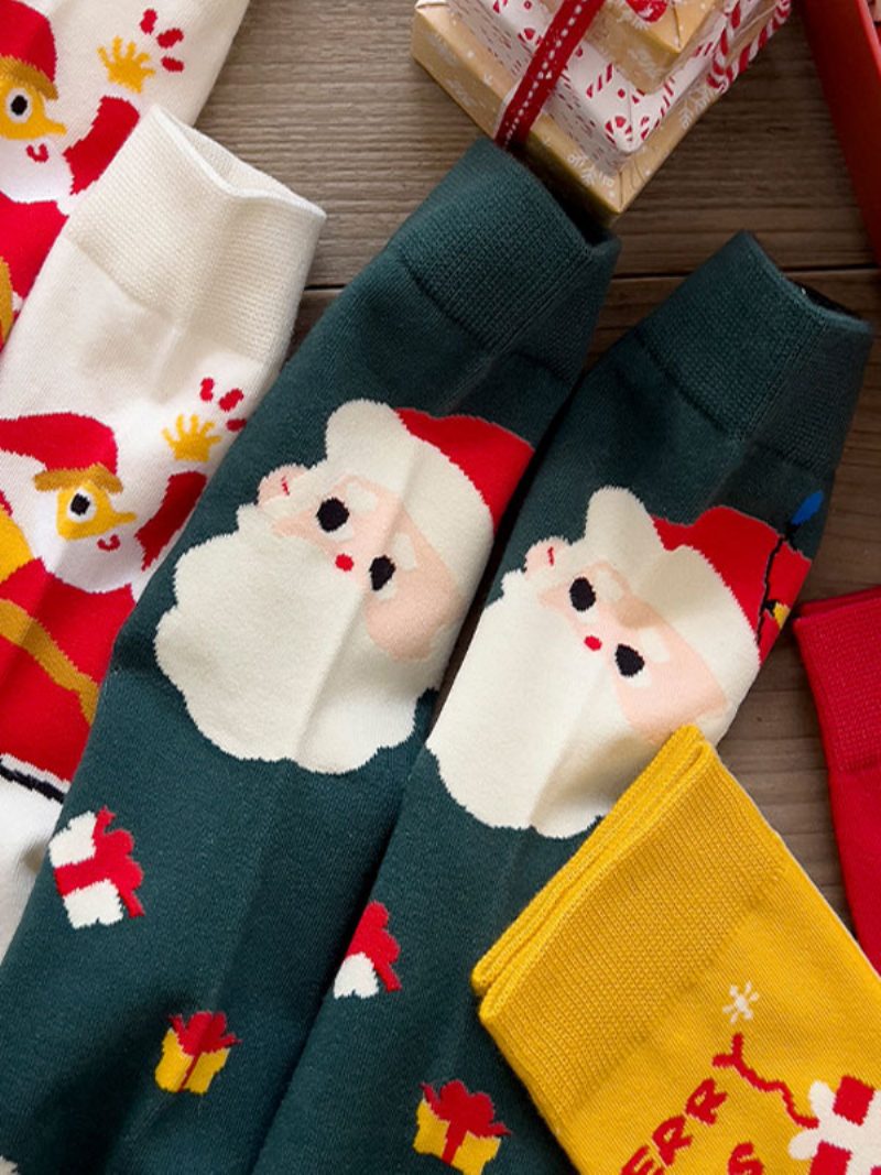 Socken Rot Poly/baumwollmischung Weihnachtsmuster Weihnachtsgeschenk Heimkleidung Winter Warm Niedlich Acc - Rot