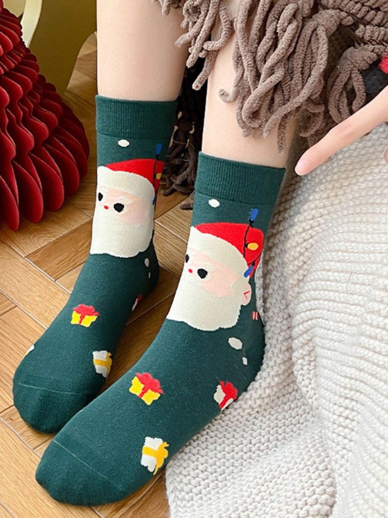 Socken Rot Poly/baumwollmischung Weihnachtsmuster Weihnachtsgeschenk Heimkleidung Winter Warm Niedlich Acc - Rot