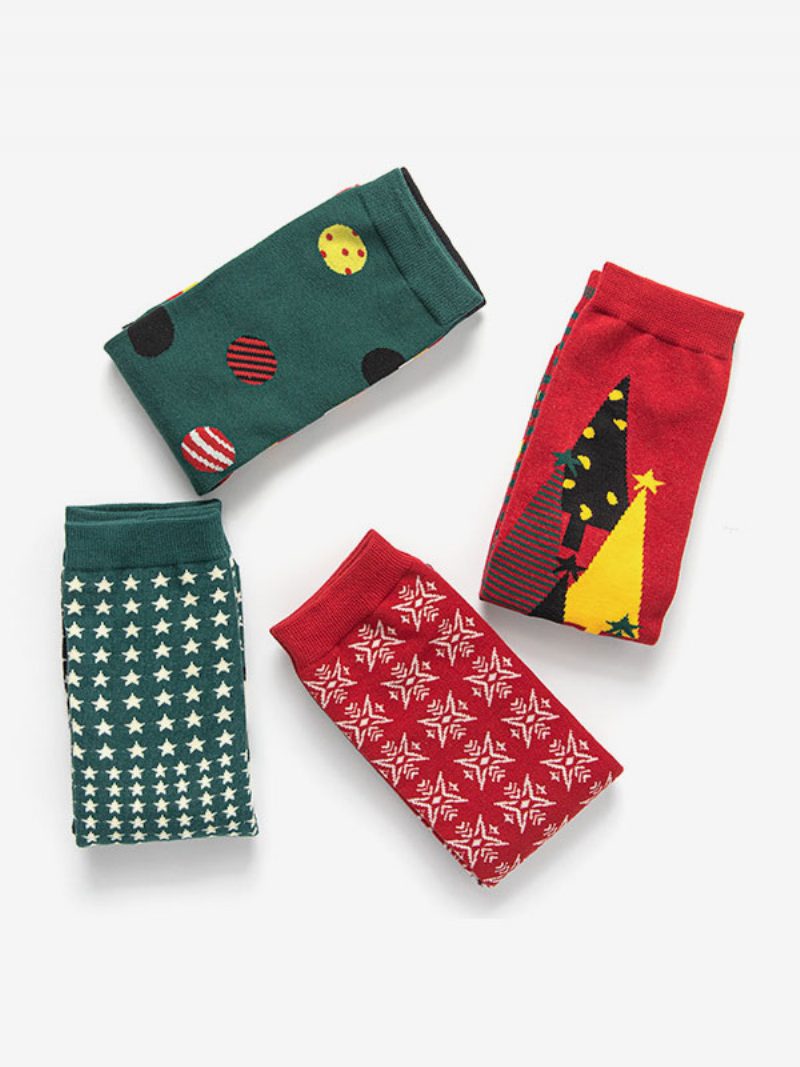 Socken Rot Poly/baumwollmischung Weihnachtsmuster Weihnachtsgeschenk Heimkleidung Winter Warm Niedlich Acc