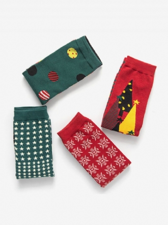 Socken Rot Poly/baumwollmischung Weihnachtsmuster Weihnachtsgeschenk Heimkleidung Winter Warm Niedlich Acc