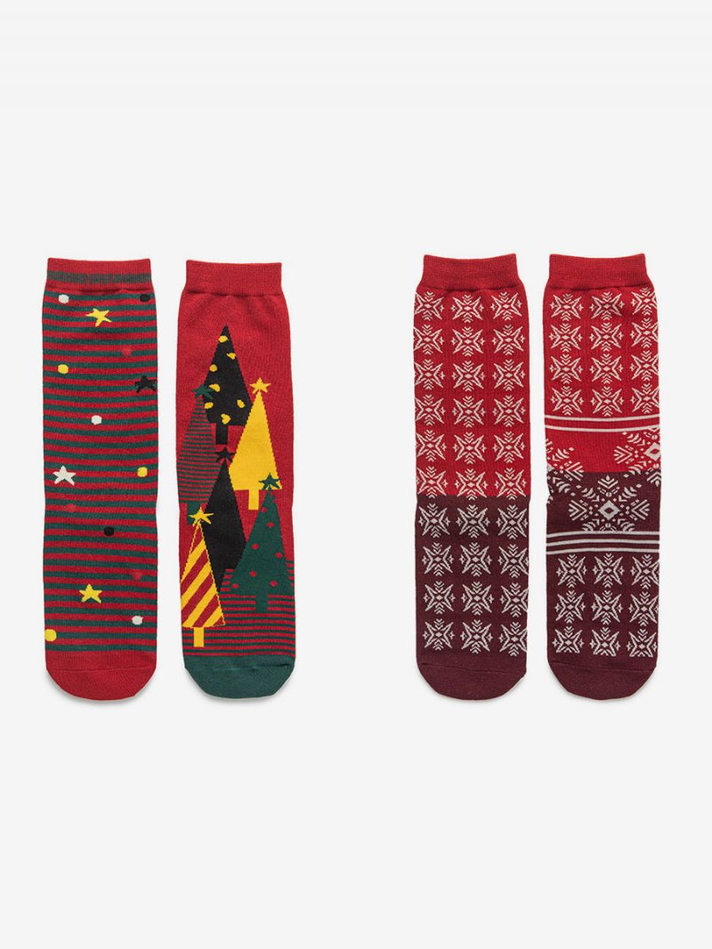 Socken Rot Poly/baumwollmischung Weihnachtsmuster Weihnachtsgeschenk Heimkleidung Winter Warm Niedlich Acc - Rot