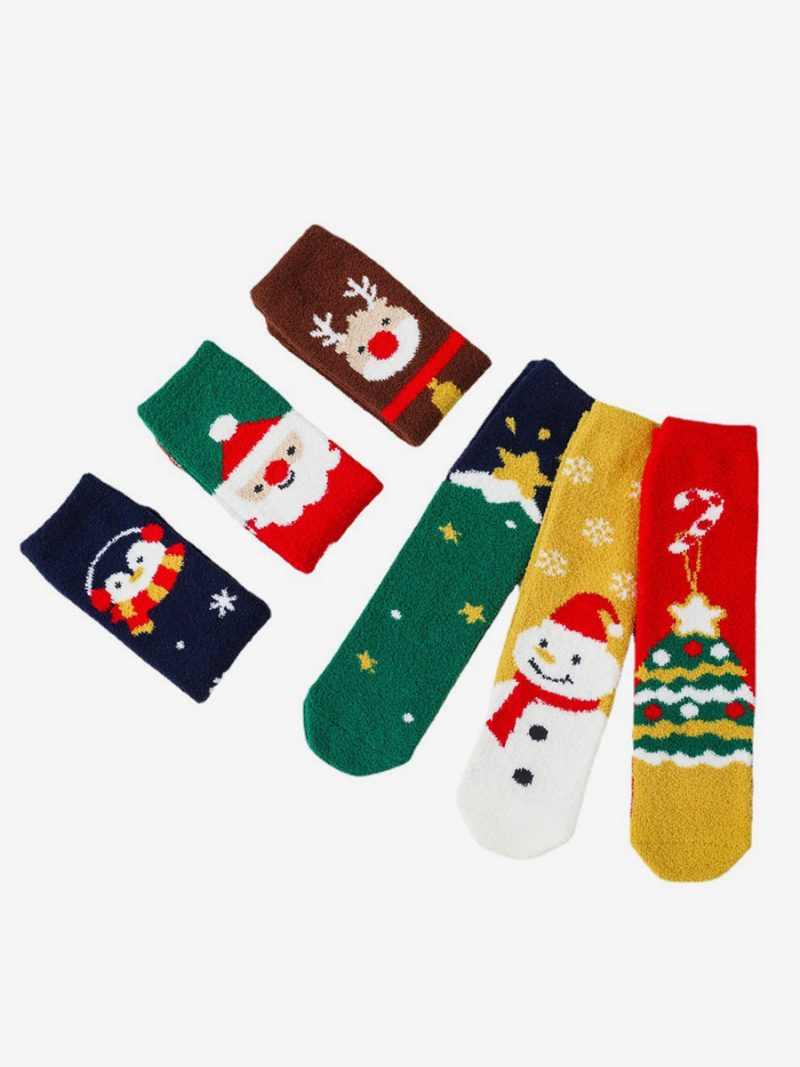 Socken Rot Poly/baumwollmischung Weihnachtsmuster Winter Warm Acc