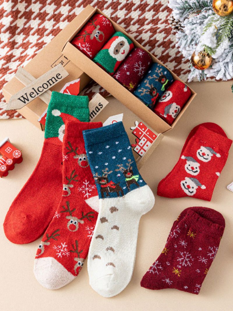 Socken Rote Baumwollmischung Mit Weihnachtsmuster