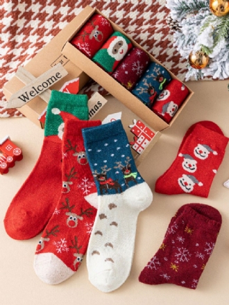 Socken Rote Baumwollmischung Mit Weihnachtsmuster