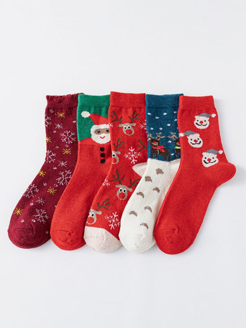 Socken Rote Baumwollmischung Mit Weihnachtsmuster - Rot