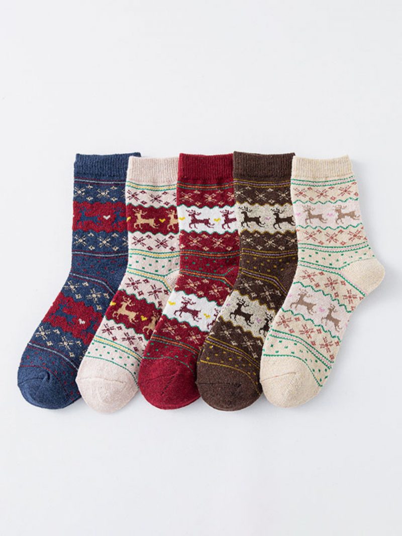 Socken Rote Baumwollmischung Mit Weihnachtsmuster - Khaki