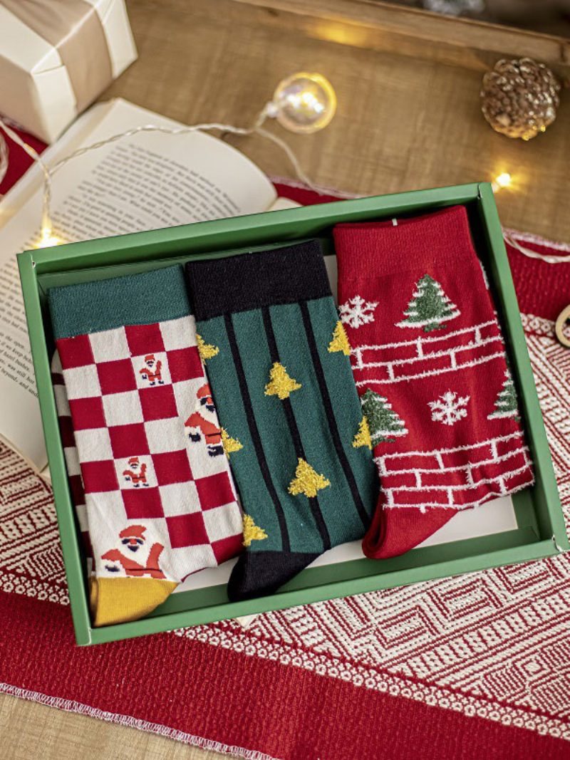 Socken Rote Baumwollmischung Mit Weihnachtsmuster