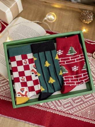 Socken Rote Baumwollmischung Mit Weihnachtsmuster