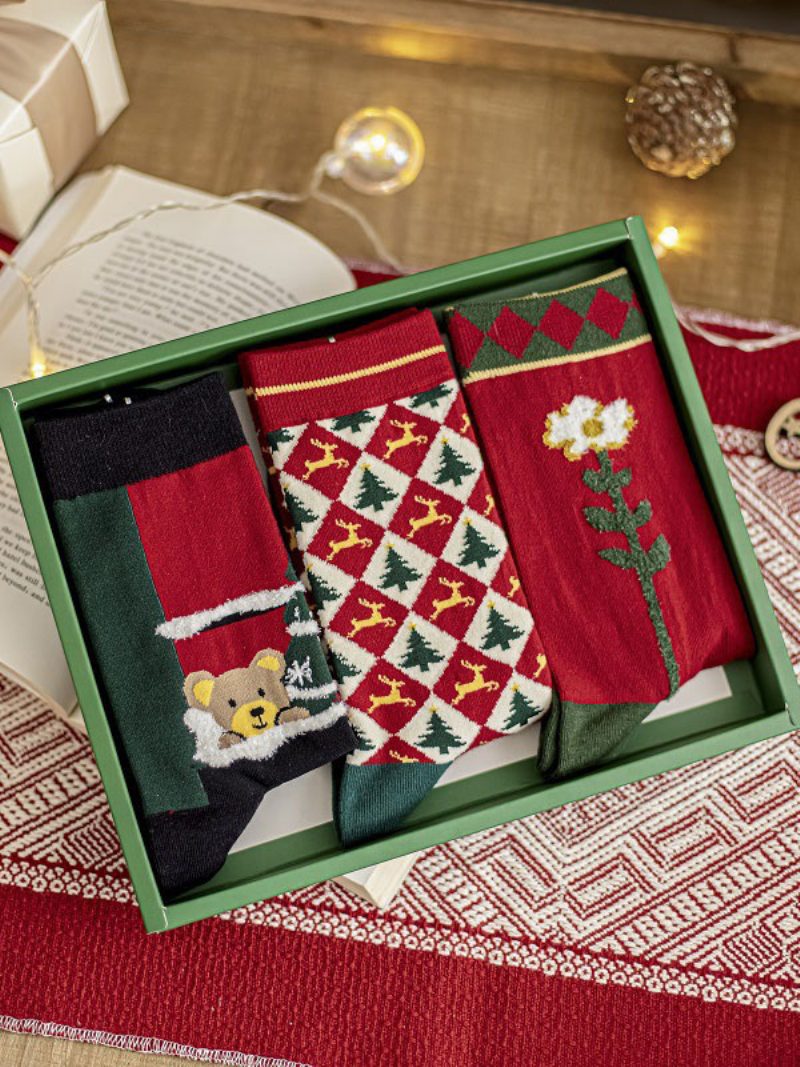 Socken Rote Baumwollmischung Mit Weihnachtsmuster - Rot