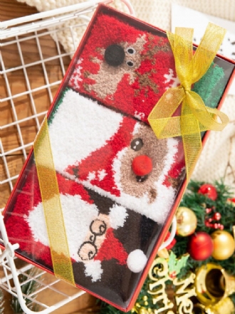 Socken Rotes Korallenvlies Mit Weihnachtsmuster