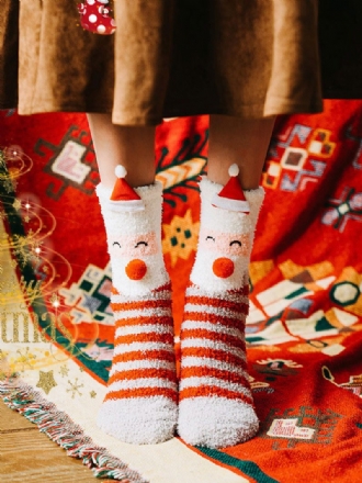 Socken Weiße Poly-/baumwollmischung Weihnachtsmuster Weihnachtsgeschenk Heimkleidung Winter Warm Süß Acc