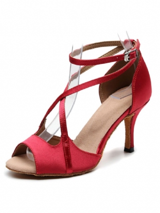 Damen-latein-tanzschuhe Rote Peep-toe-schuhe Mit Criss-cross-ballsaal-tanzschuhen