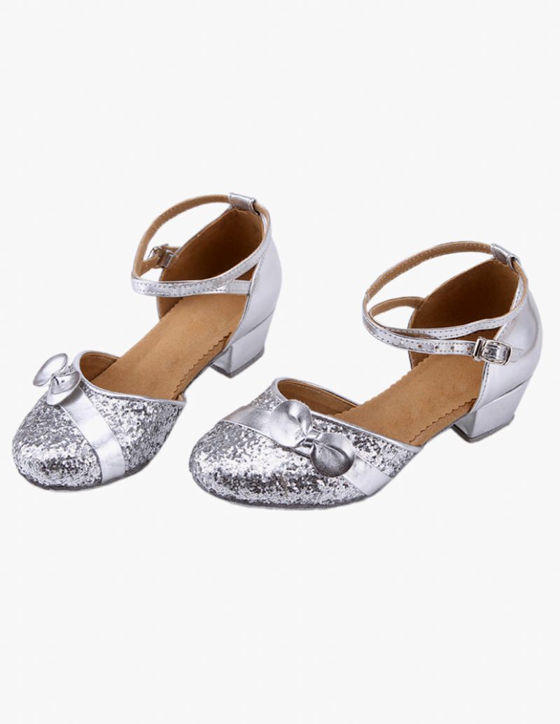 Glitzernde Latin-tanzschuhe Für Damen Mit Knöchelriemen - Silber