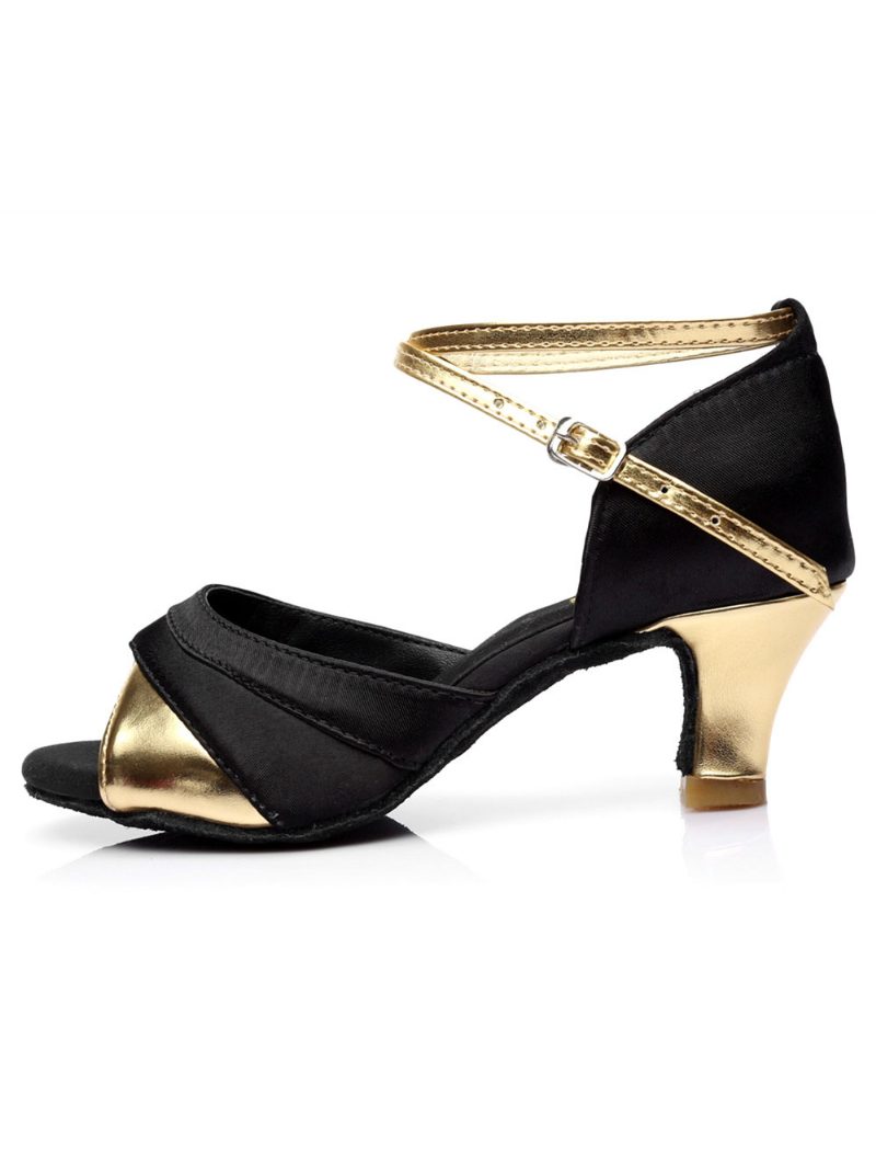 Goldschwarze Satin-ballsaalschuhe Für Damen - Gold