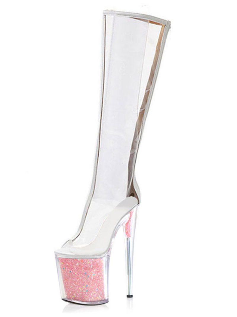 Pole-dance-schuhe Für Damen Sexy Transparent Exotisch Glitzernd Plateausohle