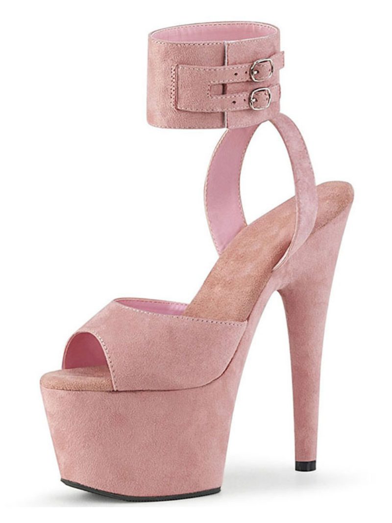 Pole Tanzschuhe Damen Sexy Plateau Exotische Heels Rosa Wildleder