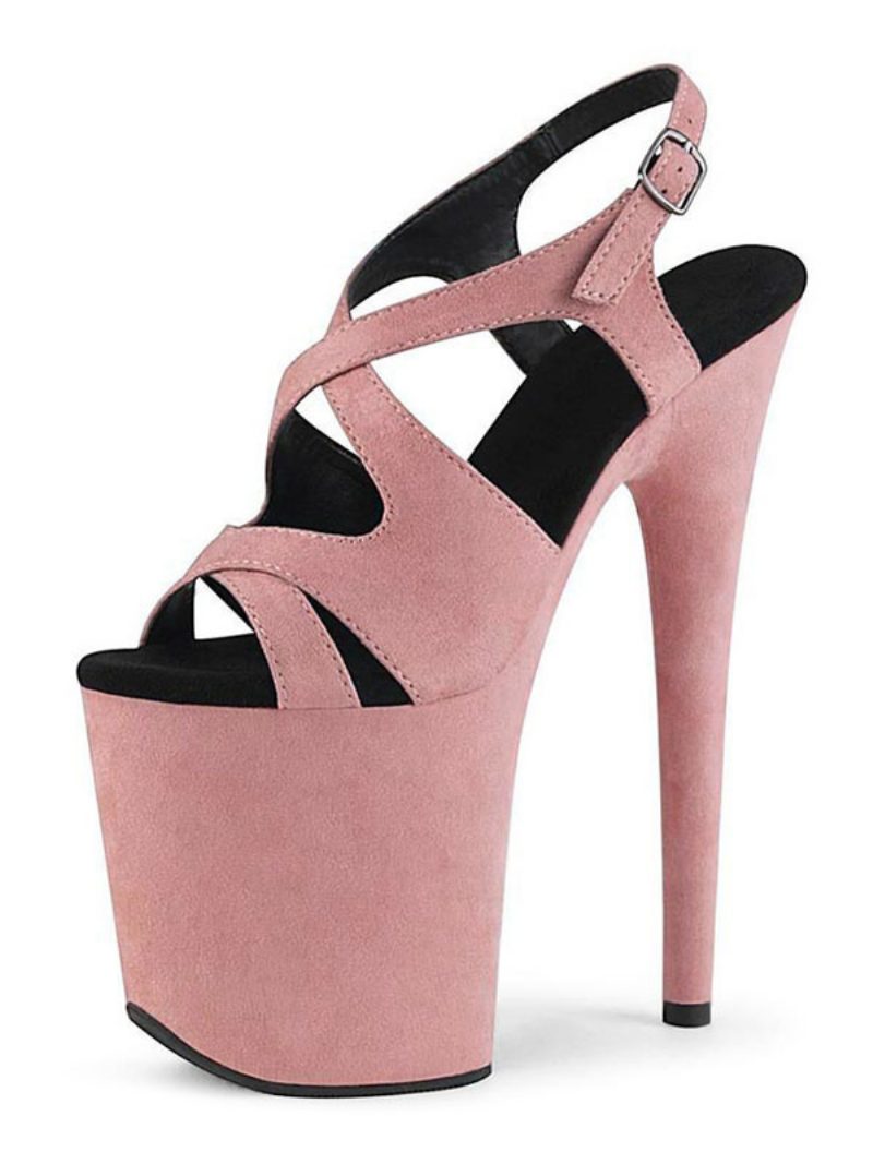 Pole Tanzschuhe Damen Sexy Plateau Exotische Heels Rotem Wildleder - Rosa