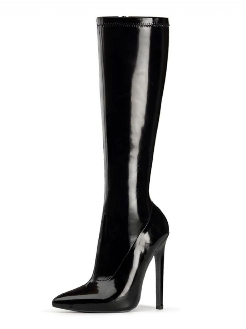 Sexy High Heel-stiefel Für Damen Mit Spitzer Zehenpartie Pailletten Stiletto-absatz Rave Club Schwarze Oberschenkelhohe Stiefel