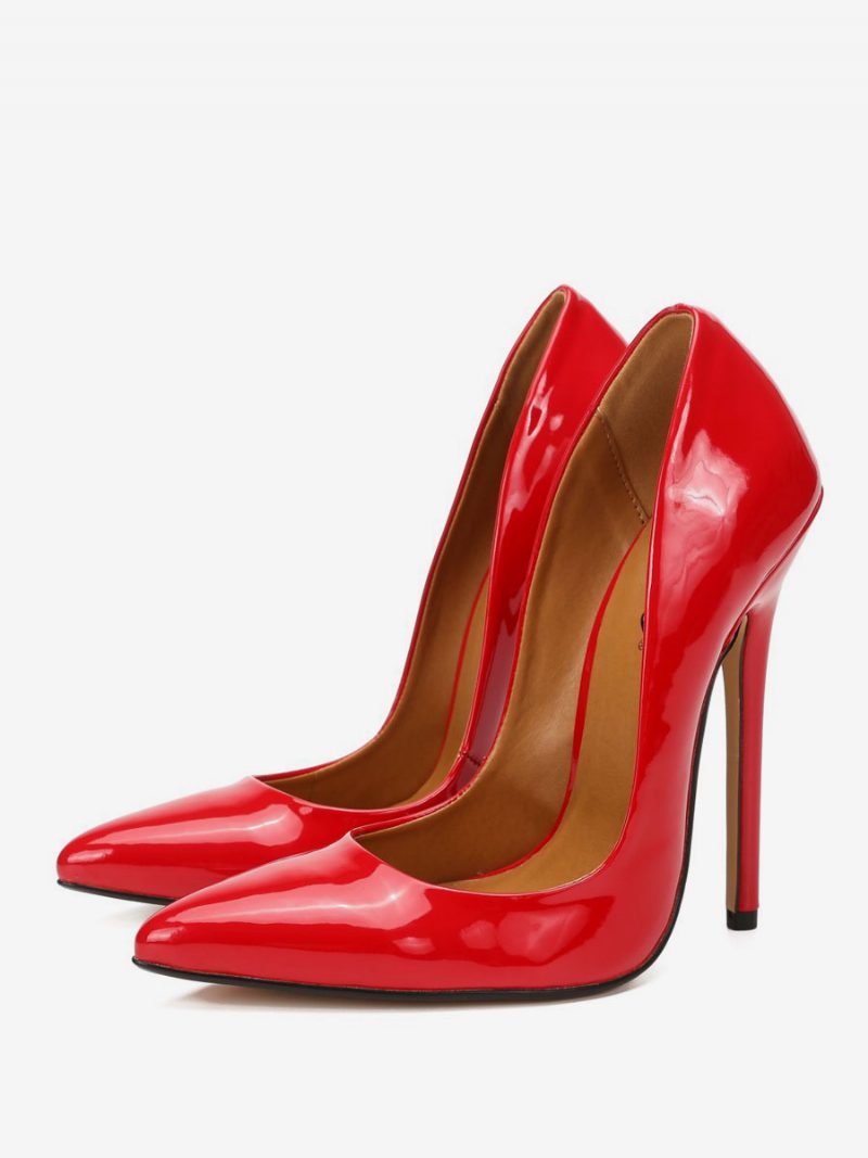 Sexy High Heels Für Damen Stiletto-absatz Pu-leder-pumps - Rot