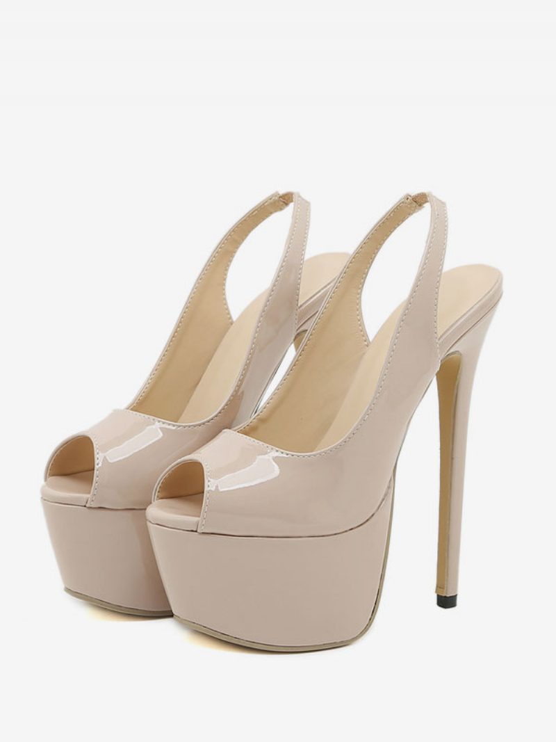 Sexy High Heels Nude Peep Toe Plateau Sky Pumps Für Frauen - Gelb Rot