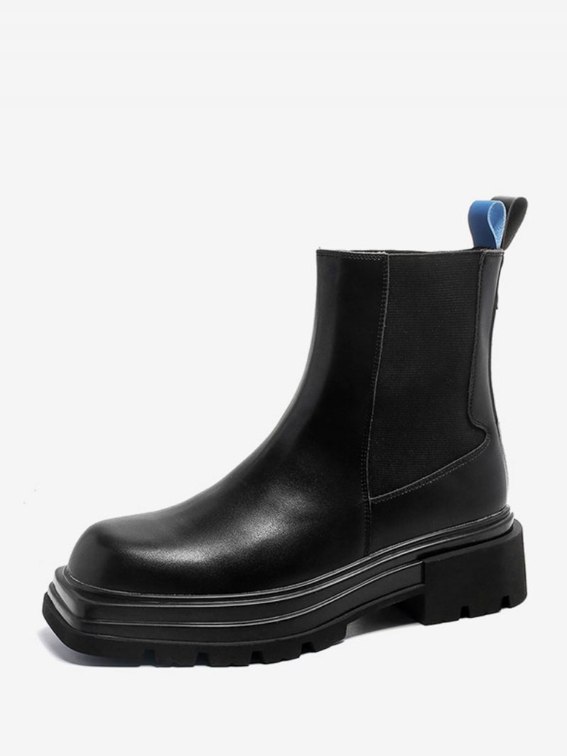 Herren-chelsea-stiefel Schwarze Stiefeletten Mit Runder Zehenpartie