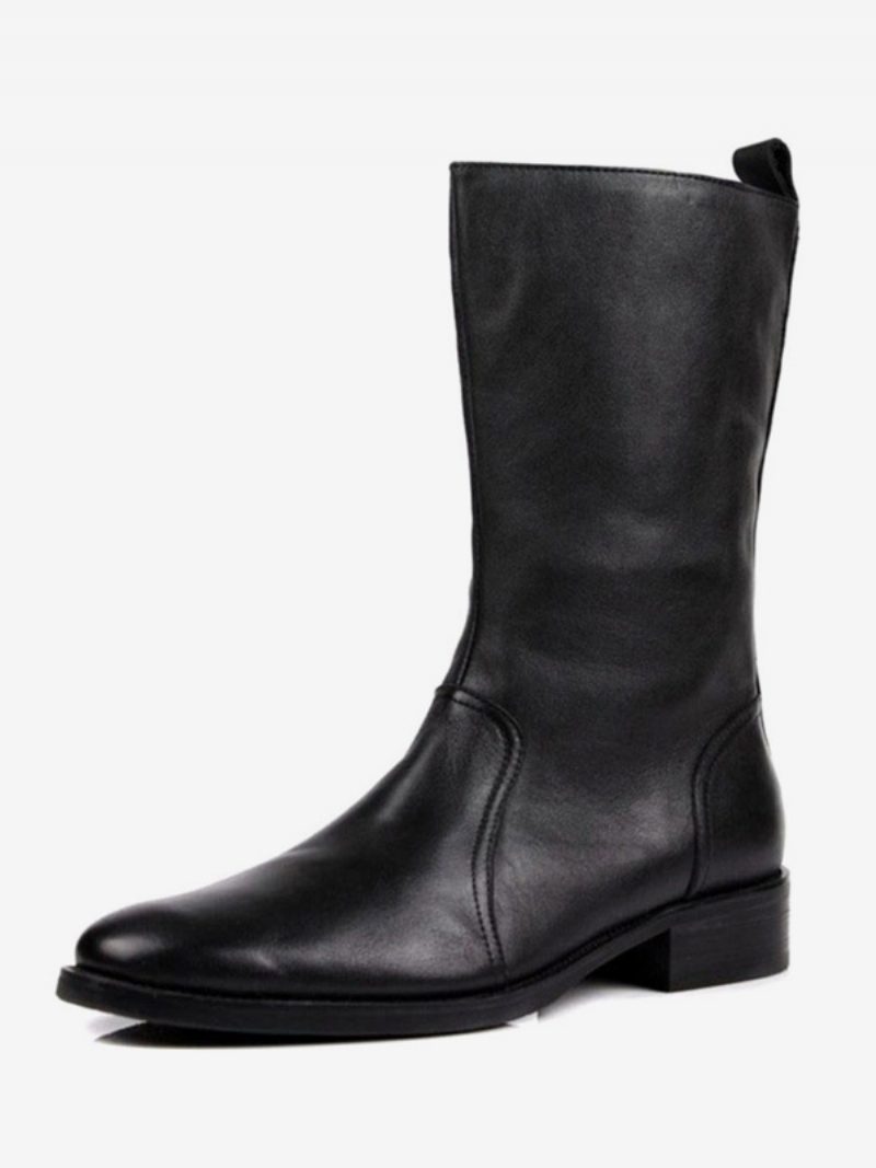 Herren-halbstiefel Schuhe Arbeitsstiefel Herrenstiefel Rindsleder Klassisch Schwarz