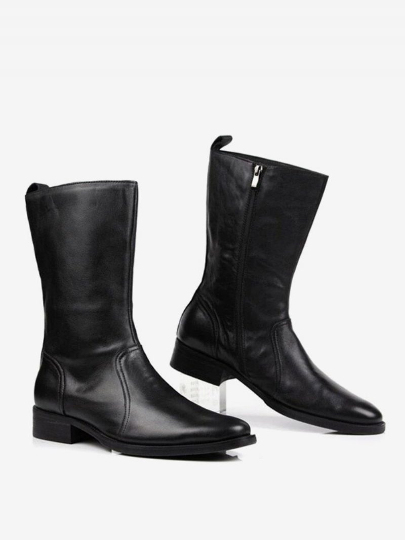 Herren-halbstiefel Schuhe Arbeitsstiefel Herrenstiefel Rindsleder Klassisch Schwarz - Schwarz