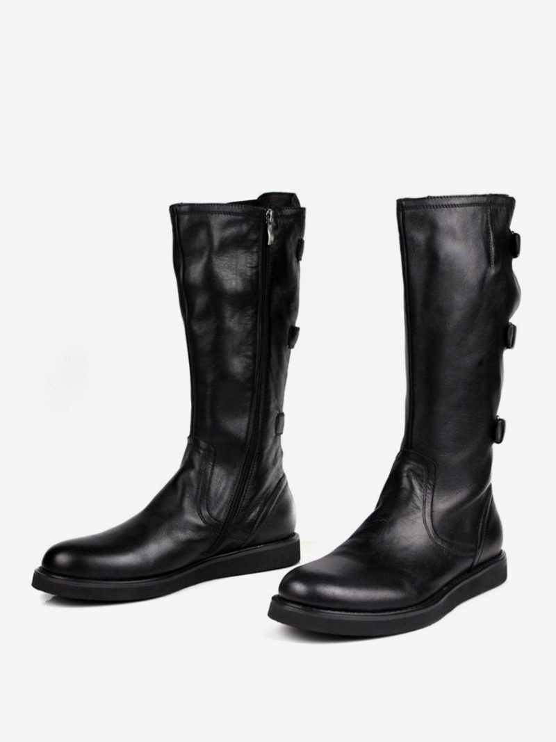 Herren-halbstiefel Schuhe Arbeitsstiefel Herrenstiefel Rindsleder Schick Schwarz