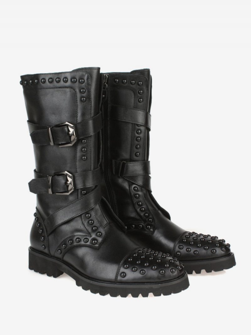 Herren-halbstiefel Schuhe Arbeitsstiefel Rindsleder Klassisch Schwarz - Schwarz