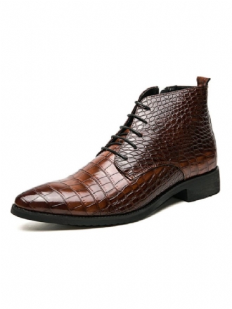 Herren Oxford-stiefel Zum Schnüren Mit Kroko-prägung