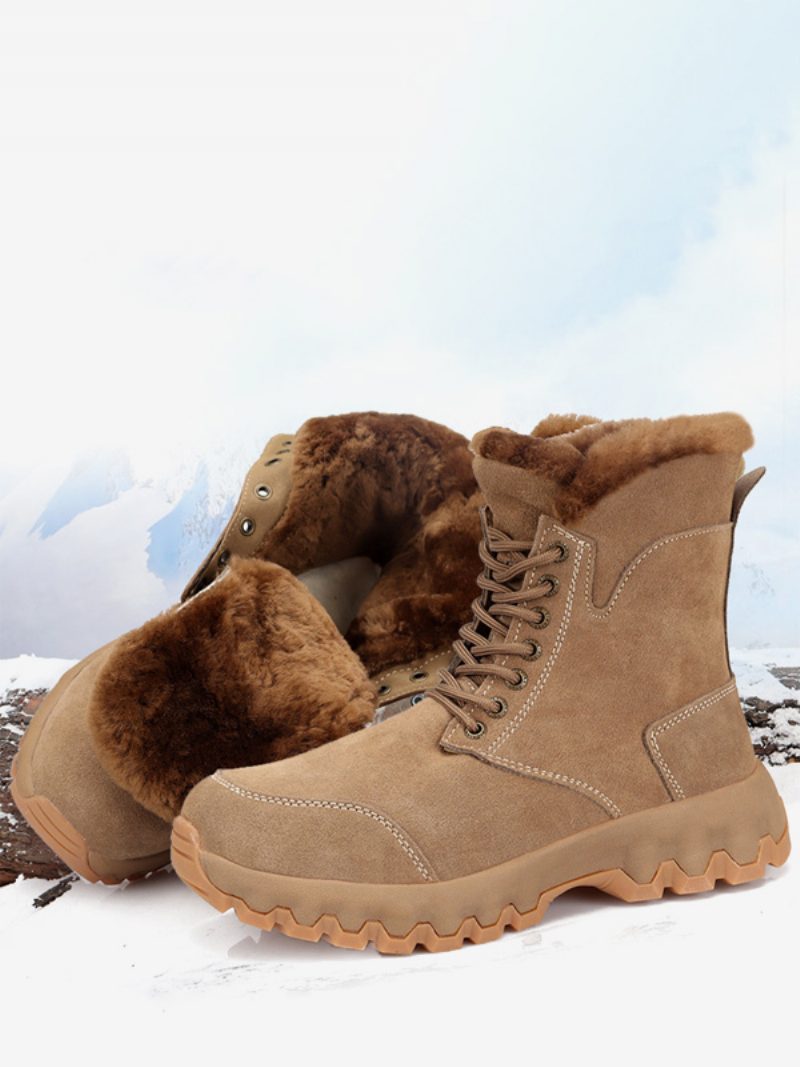 Herrenschuhe Arbeit Pu-leder Lässig Kaffeebraun Schneestiefel - Kaffeebraun