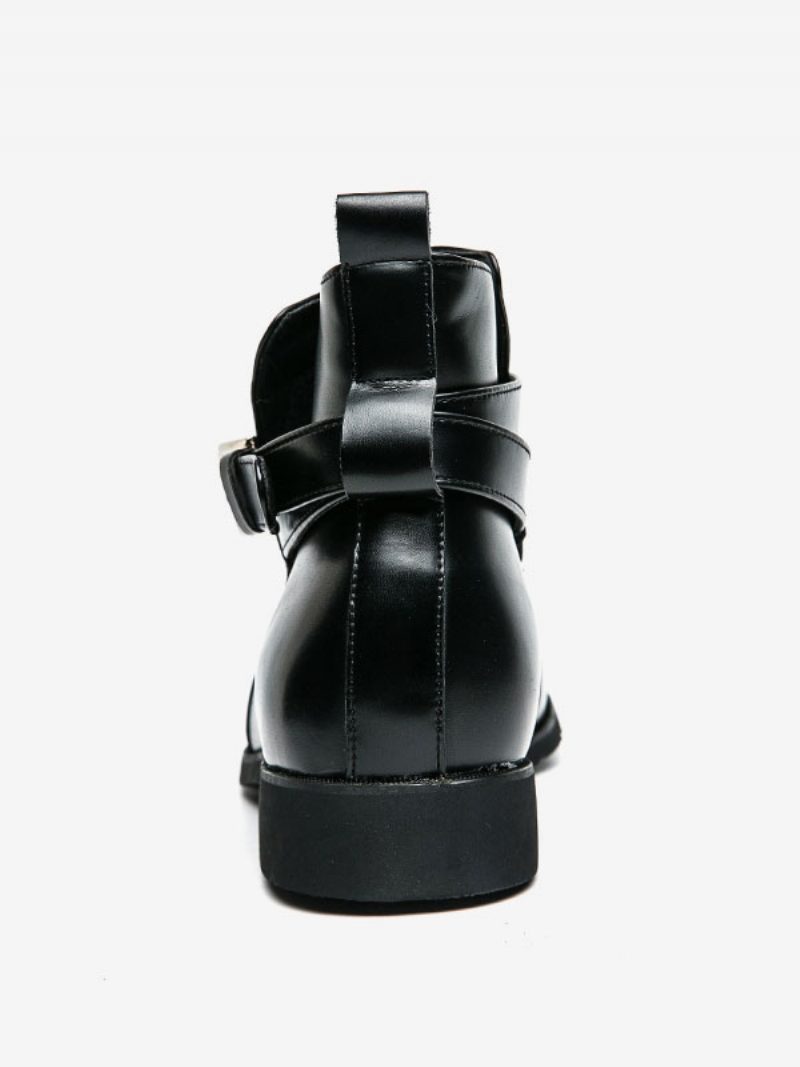 Herrenstiefel Chelsea-stiefel Pu-leder Mit Runder Spitze - Schwarz