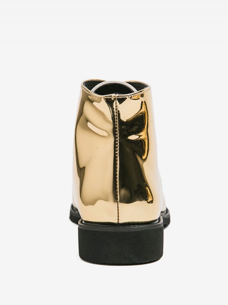 Herrenstiefel Chukka-stiefel Pu-leder Mit Runder Spitze - Gold