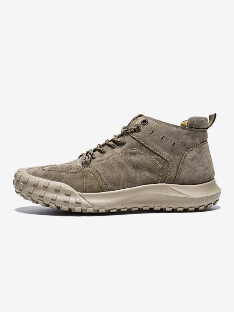 Herrenstiefel Kampfstiefel Pu-leder Runde Zehenpartie - Khaki