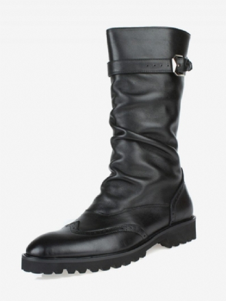 Herrenstiefel Mit Mittlerer Wade Schuhe Arbeitsstiefel Klassische Schwarze Stiefel Aus Rindsleder