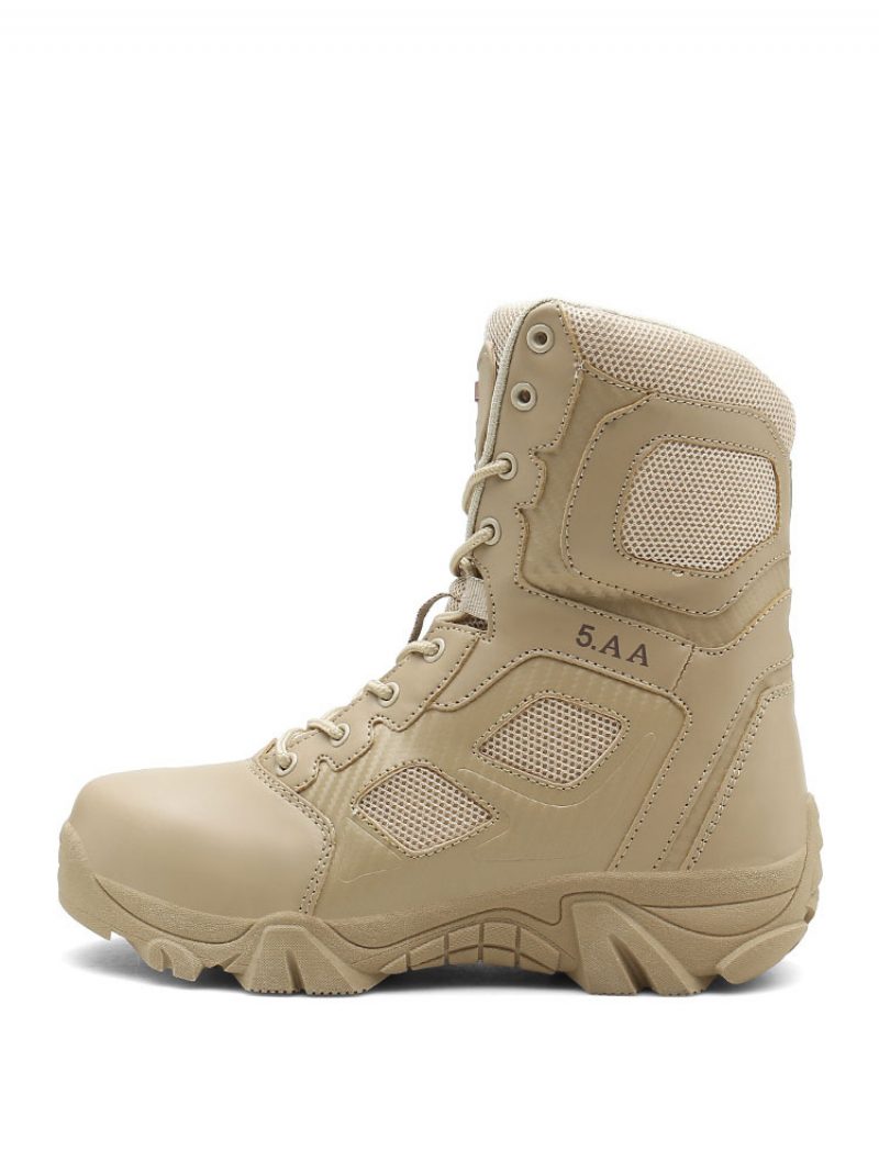 Herrenstiefel Wanderstiefel Outdoor-bergsteigerstiefel Ecruweiß Runde Zehenpartie Atmungsaktiv Bequem Leicht Campingstiefel - Beige