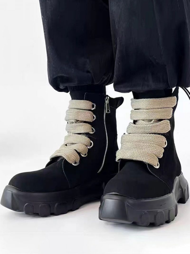 Schuhe Herrenschuhe Arbeitsstiefel Herrenstiefel Rindsleder Klassisch Schwarz - Schwarz