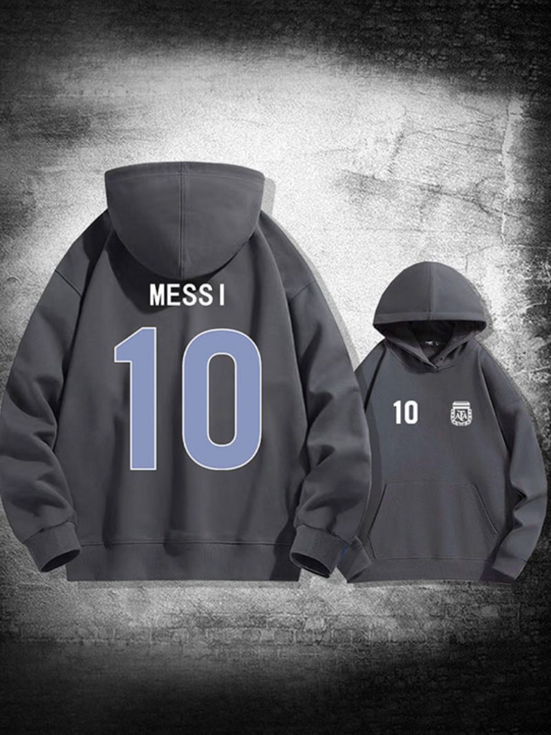 Argentinien Messi Nummer 10 Kapuzenjacke Für Herren - Tiefgrau