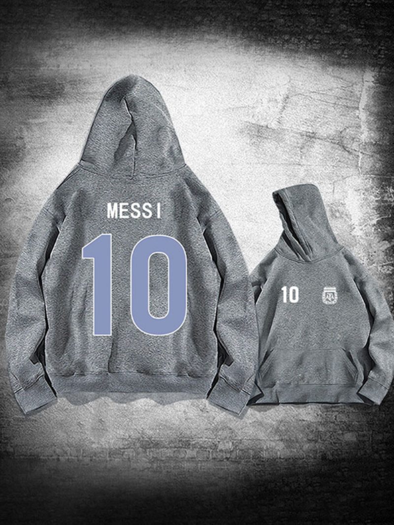 Argentinien Messi Nummer 10 Kapuzenjacke Für Herren - Grau