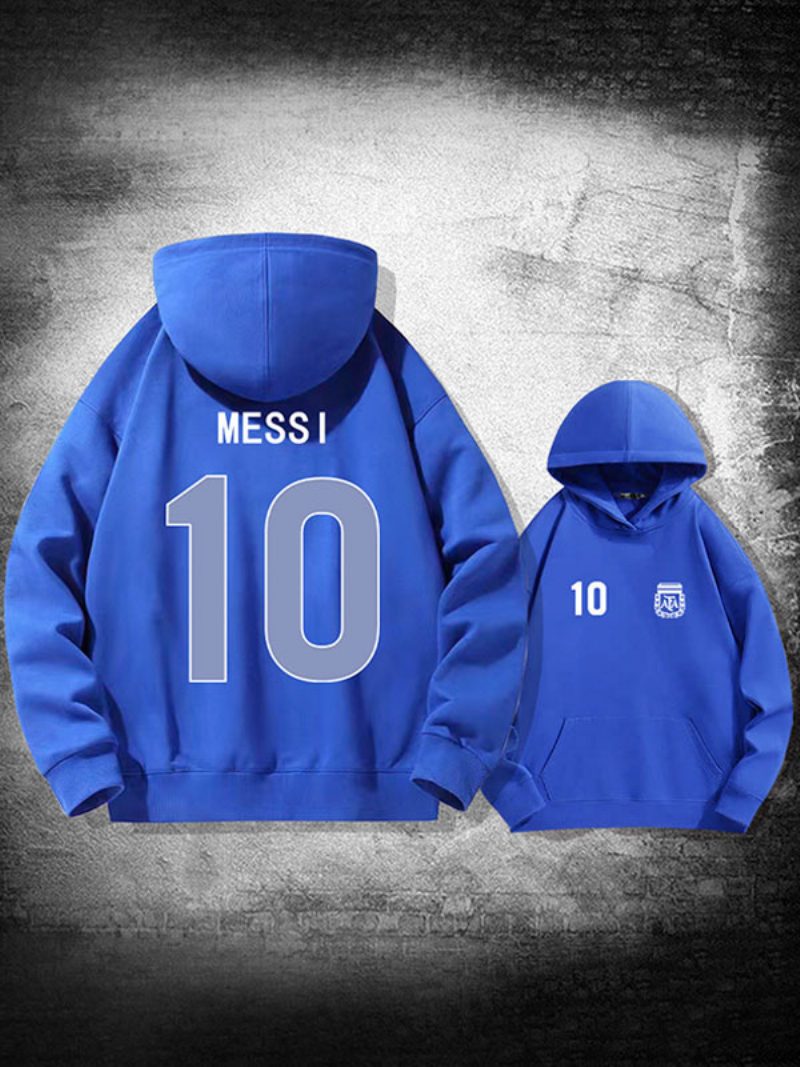 Argentinien Messi Nummer 10 Kapuzenjacke Für Herren - Blau