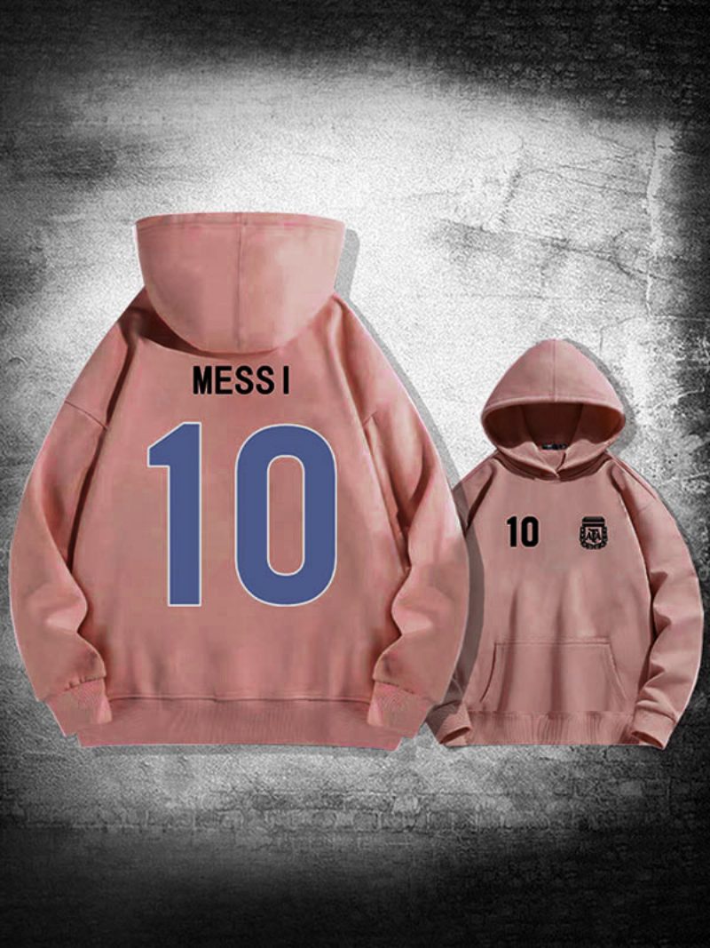 Argentinien Messi Nummer 10 Kapuzenjacke Für Herren - Rosa