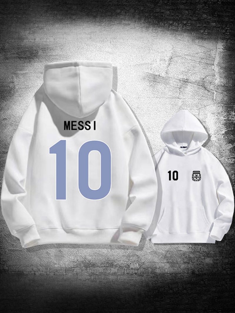 Argentinien Messi Nummer 10 Kapuzenjacke Für Herren - Weiß