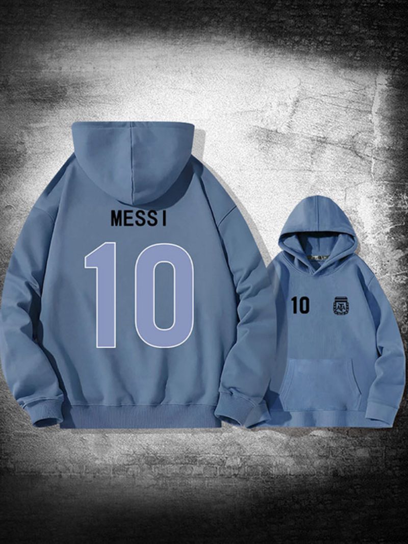 Argentinien Messi Nummer 10 Kapuzenjacke Für Herren - Blaugrau