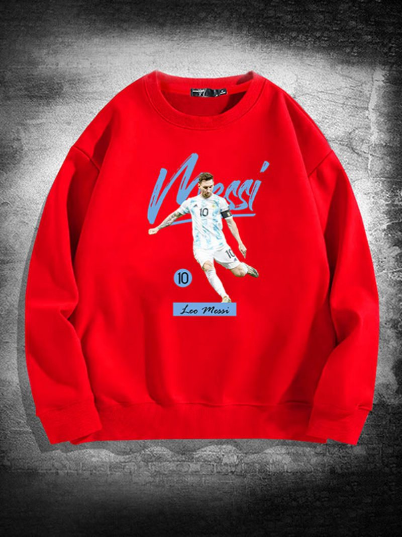 Argentinien Messi-sweatshirt Mit Langen Ärmeln Für Herren - Rot